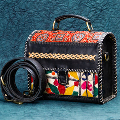 Black multi colour Leather Kucth - sling bag