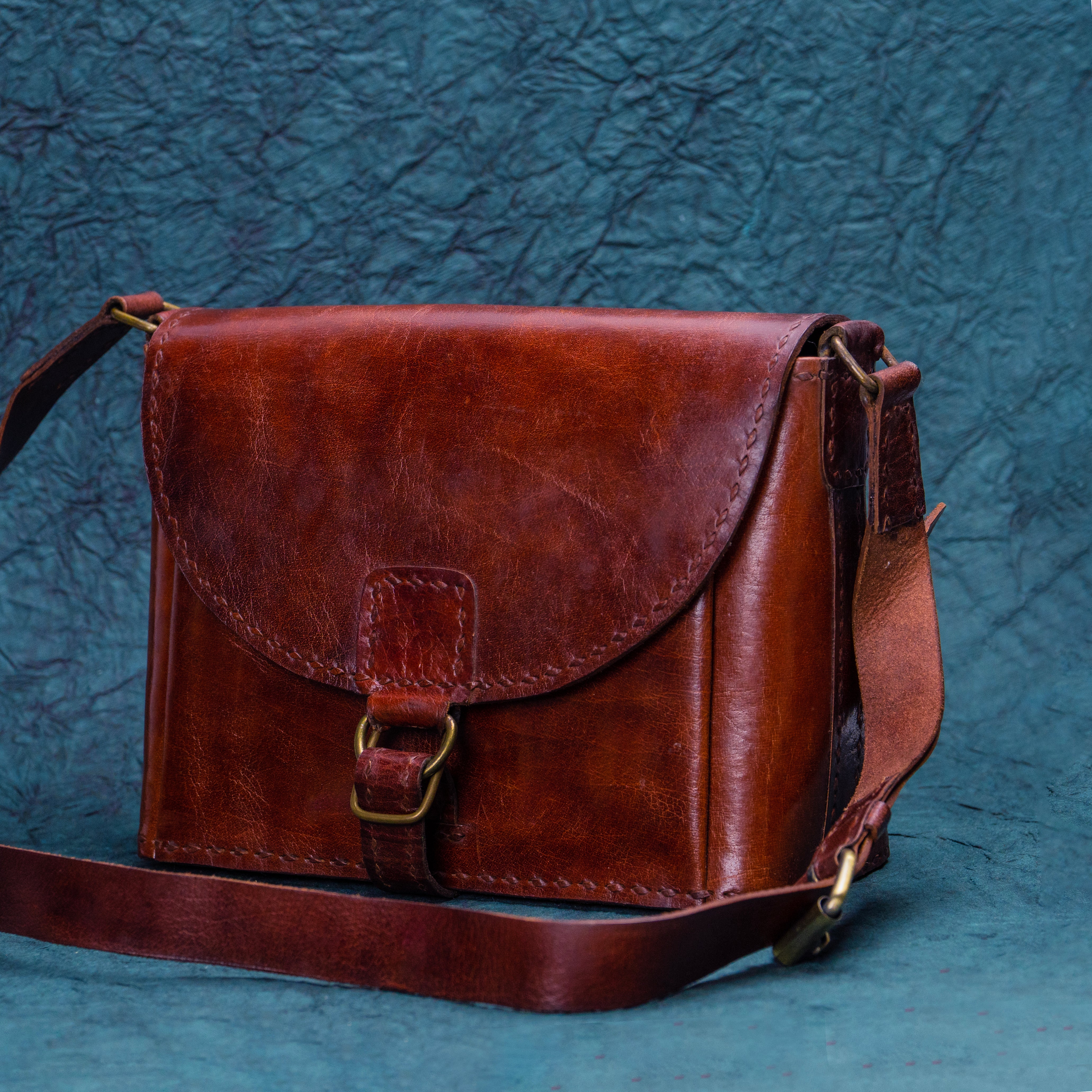 Brown Belt Leather Kucth - sling bag