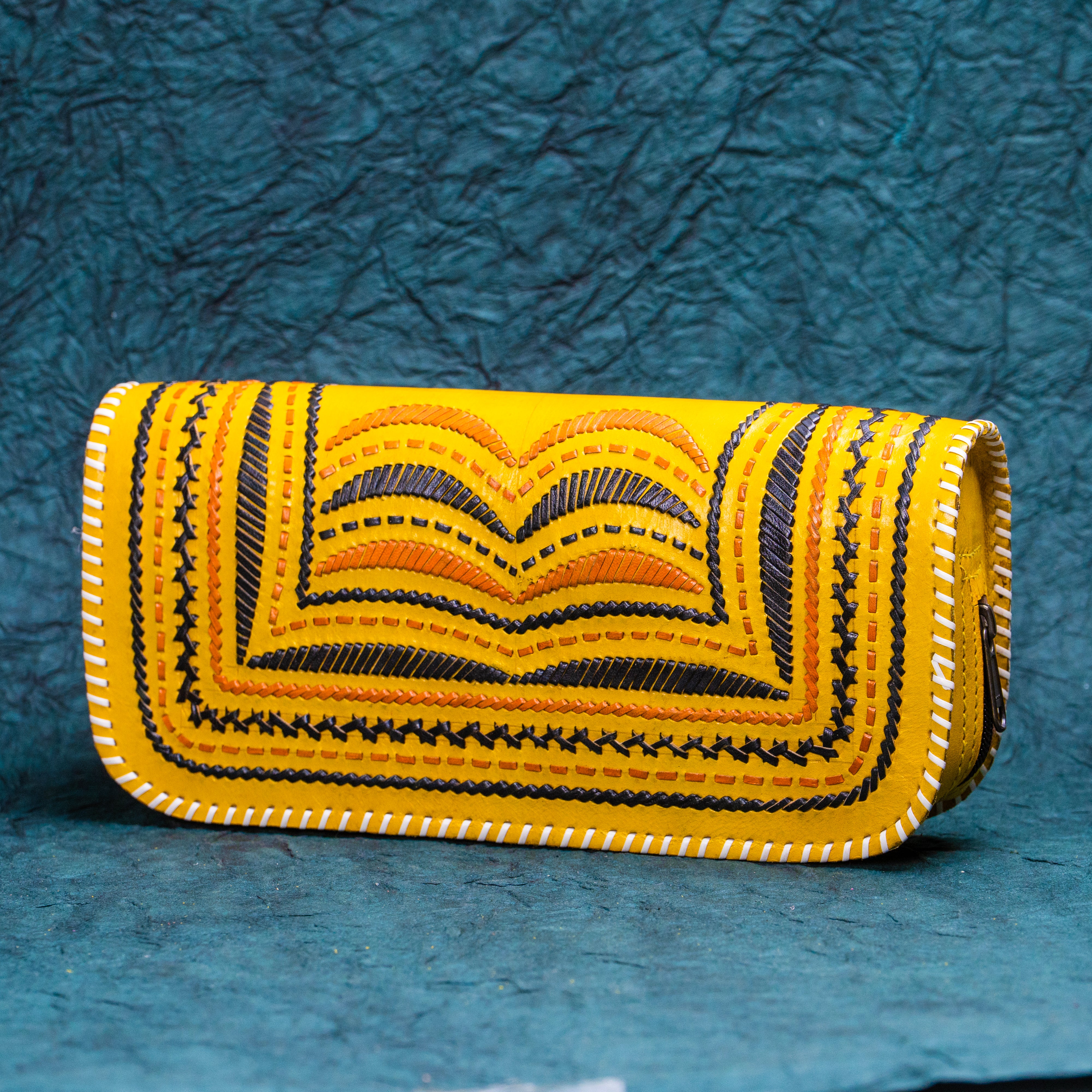 Yellow Leather Kucth - Purse