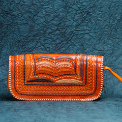 Orange Leather Kucth - Purse