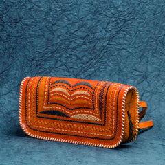 Orange Leather Kucth - Purse