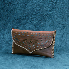 Brown cut Leather Kucth - Purse