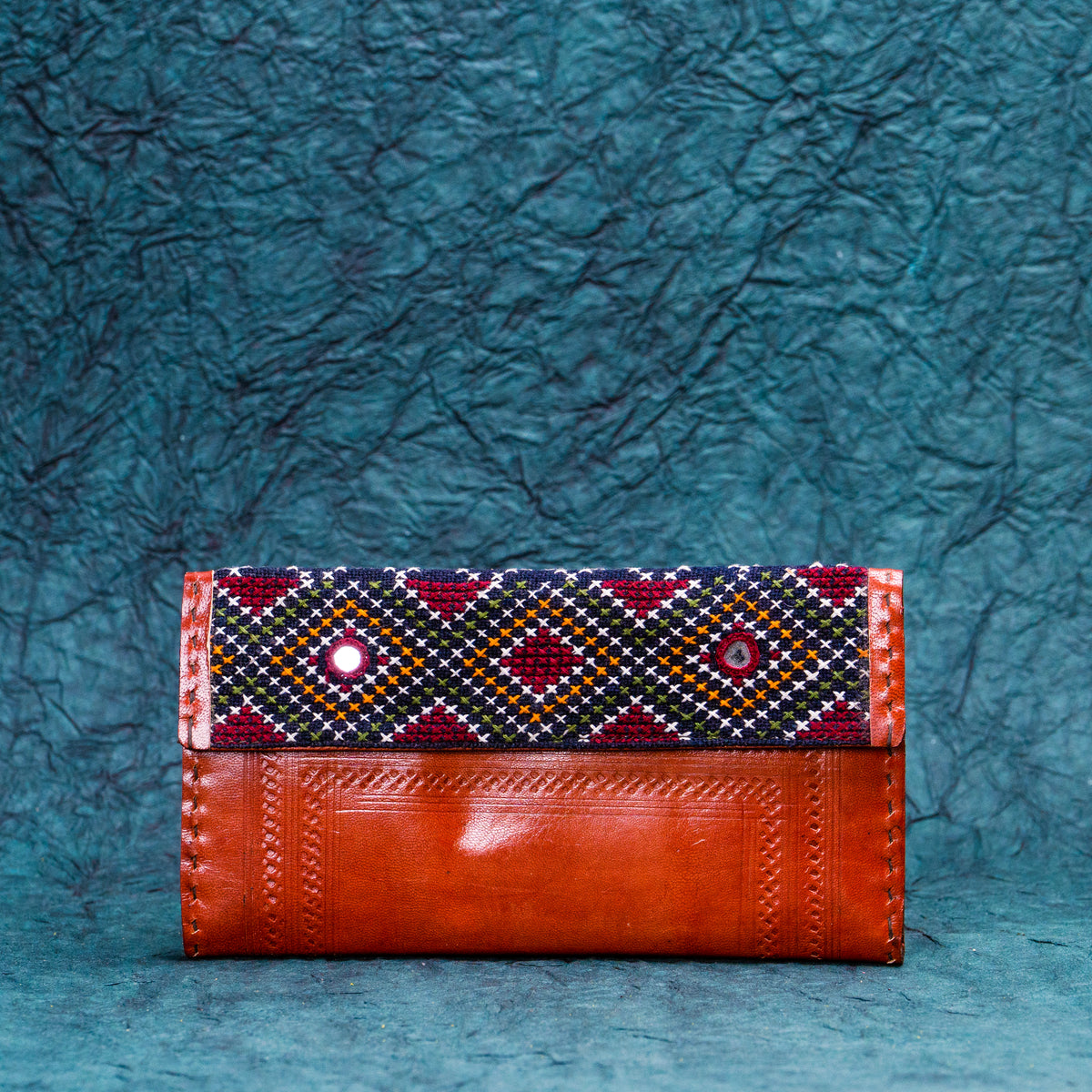 Brown printed Leather Kucth - Purse