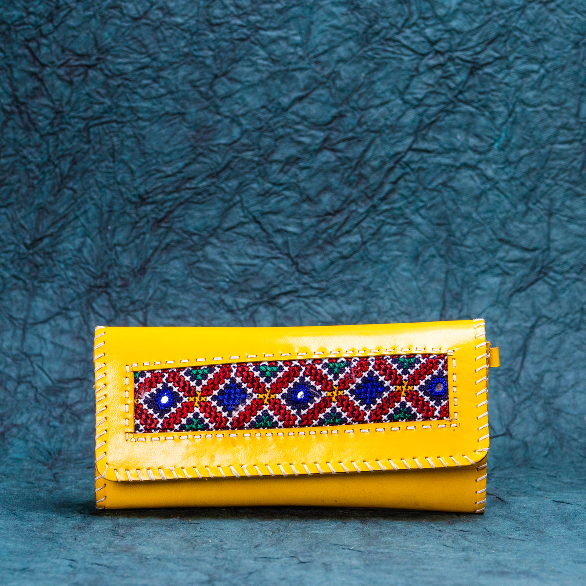 Yellow cut Leather Kucth - Purse with sling