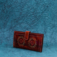 Maroon cut lock Leather Kucth - Purse