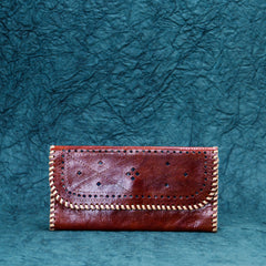 Brown white cut  Leather Kucth - Purse