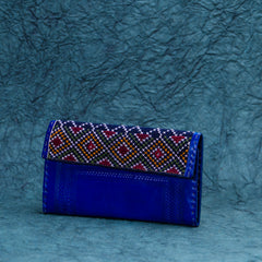 Blue geometric Leather Kucth - Purse