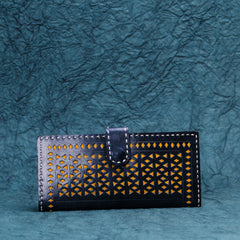 Black yellow cut Leather Kucth - Purse