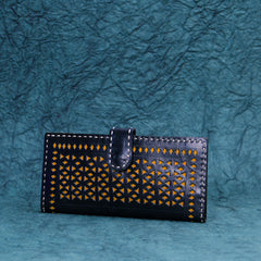 Black yellow cut Leather Kucth - Purse